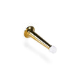 Unlacquered solid brass door stop, white plastic cap, 95 mm