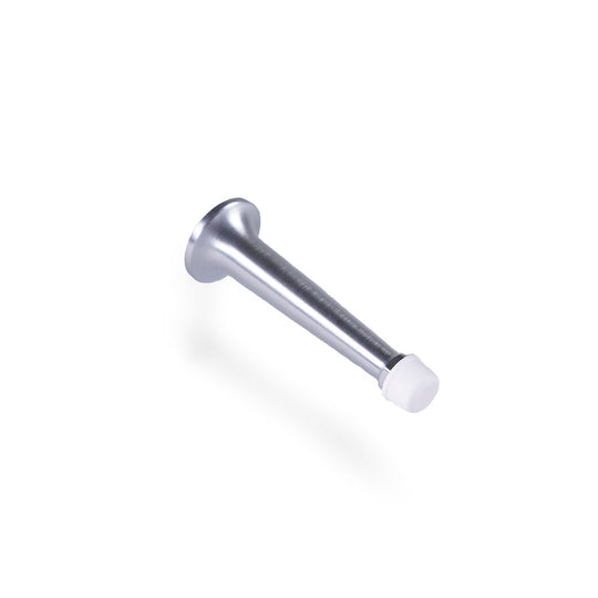 Matt chrome door stop, white plastic cap, 95 mm