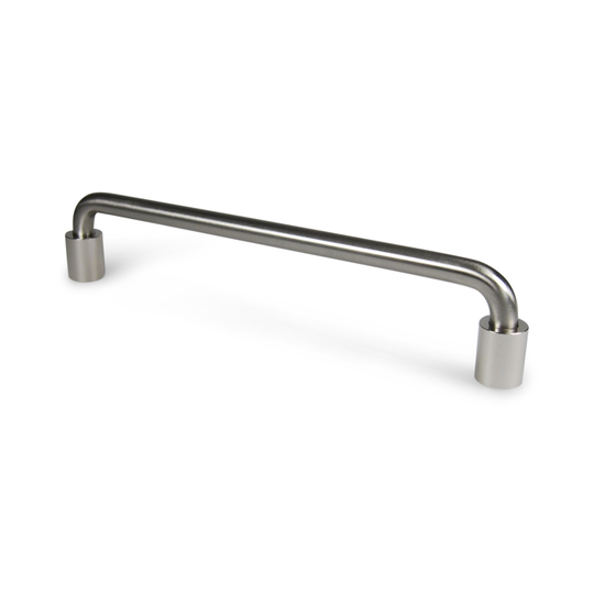 Ordrup • Handle in brushed stainless steel look with separate bases
