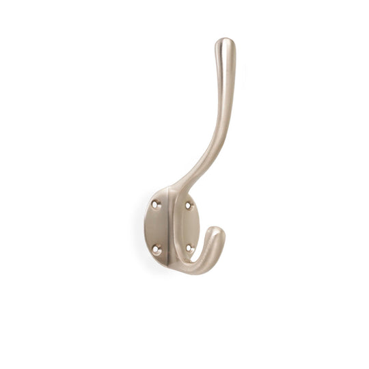 Göteborg hat hook in solid brass, satin nickel, 120 mm