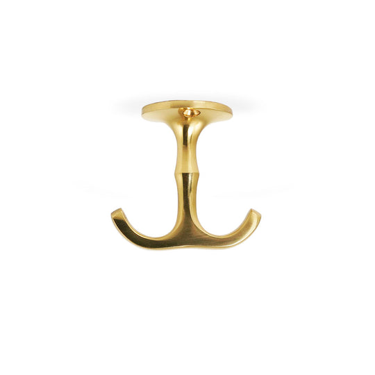Halmstad anchor hook, polished lacquered brass, 55 mm