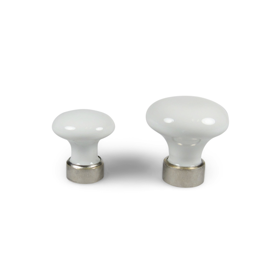 Hornbæk • Porcelain knob with matt nickel-plated foot
