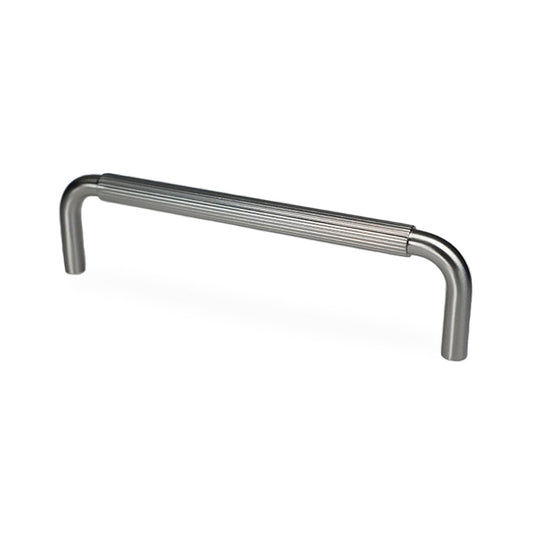 Langelinie cabinet handle with linear texture, stainless steel-look