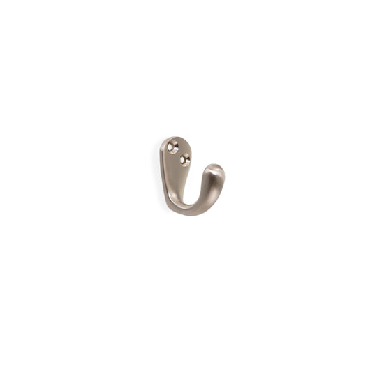 Linköping coat hook in solid brass, satin nickel, 36 mm
