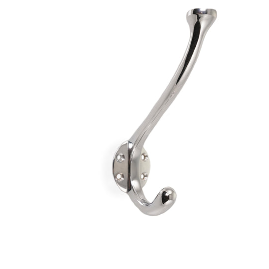 Lund single hat hook in solid brass, polished chrome, 120 mm