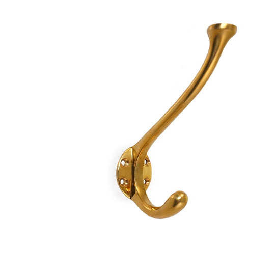 Lund single hat hook, polished unlacquered brass, 120 mm