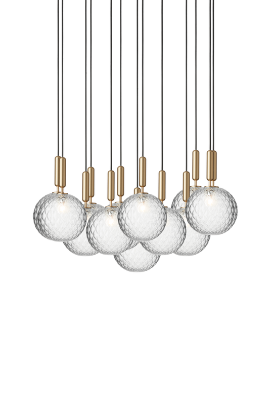 Miira 13 Large pendant light, brass / optic clear • NUURA