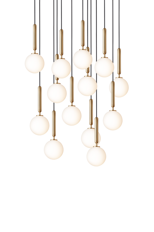 Miira 13 pendant light, brass / opal • NUURA