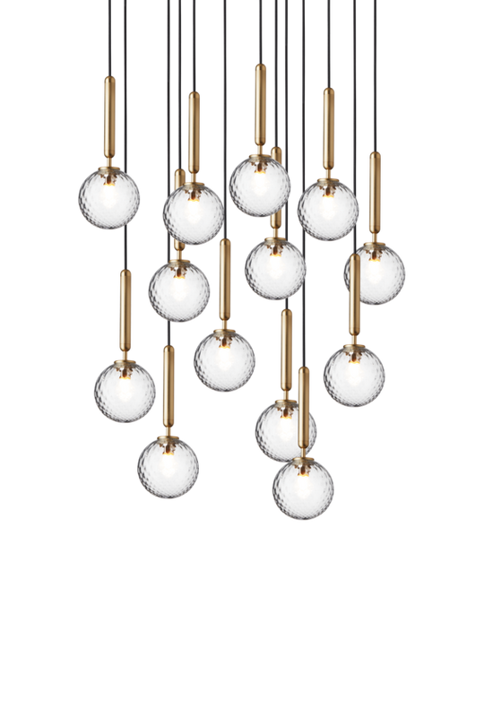 Miira 13 pendant light, brass / optic clear • NUURA