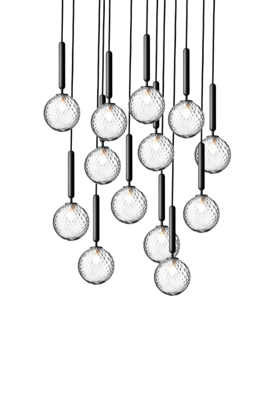 Miira 13 pendant light, rock grey / optic clear • NUURA