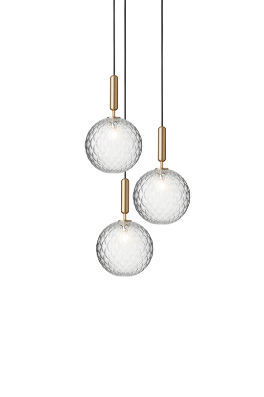 Miira 3 Large pendant light, brass / optic clear • NUURA