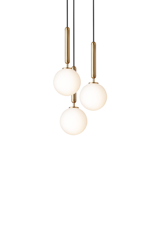 Miira 3 pendant light, brass / opal • NUURA