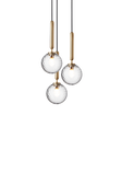 Miira 3 pendant light, brass / optic clear • NUURA