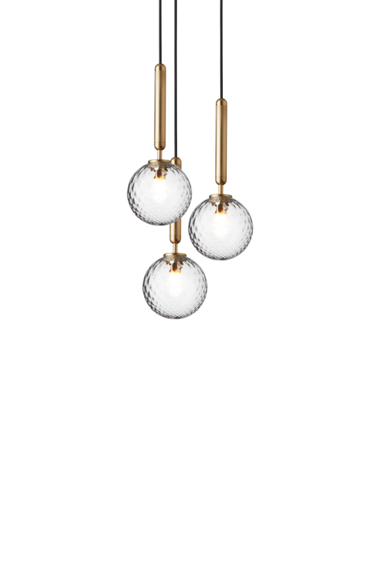 Miira 3 pendant light, brass / optic clear • NUURA