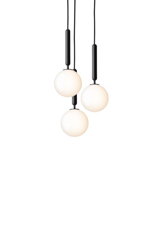 Miira 3 pendant light, rock grey / opal • NUURA