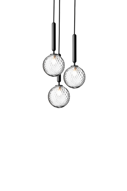 Miira 3 pendant light, rock grey / optic clear • NUURA