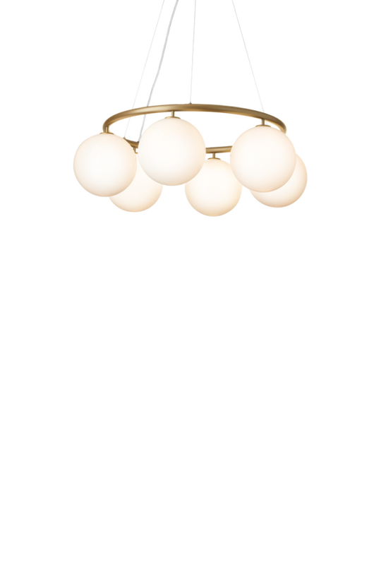 Miira 6 Circular chandelier, brass / opal • NUURA
