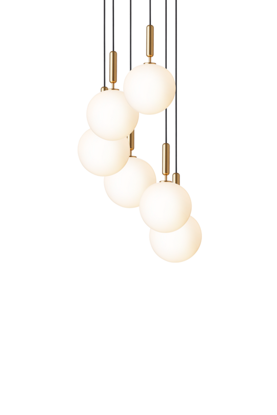 Miira 6 Large pendant light, brass / opal • NUURA