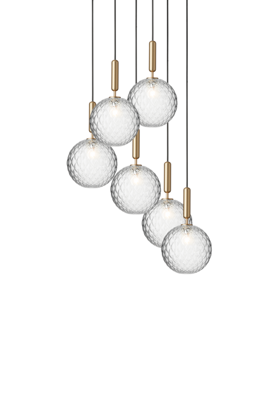 Miira 6 Large pendant light, brass / optic clear • NUURA
