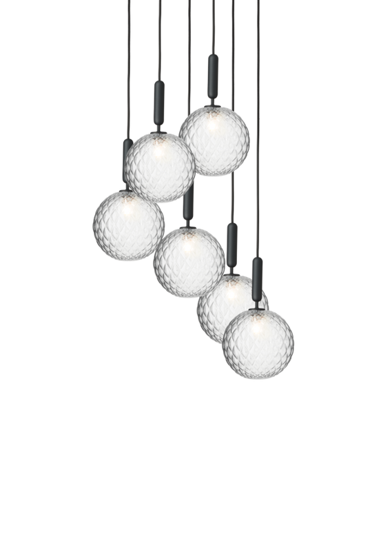 Miira 6 Large pendant light, rock grey / optic clear • NUURA