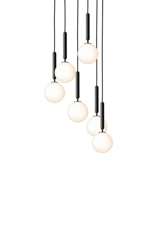 Miira 6 pendant light, rock grey / opal • NUURA