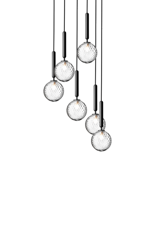 Miira 6 pendant light, rock grey / optic clear • NUURA