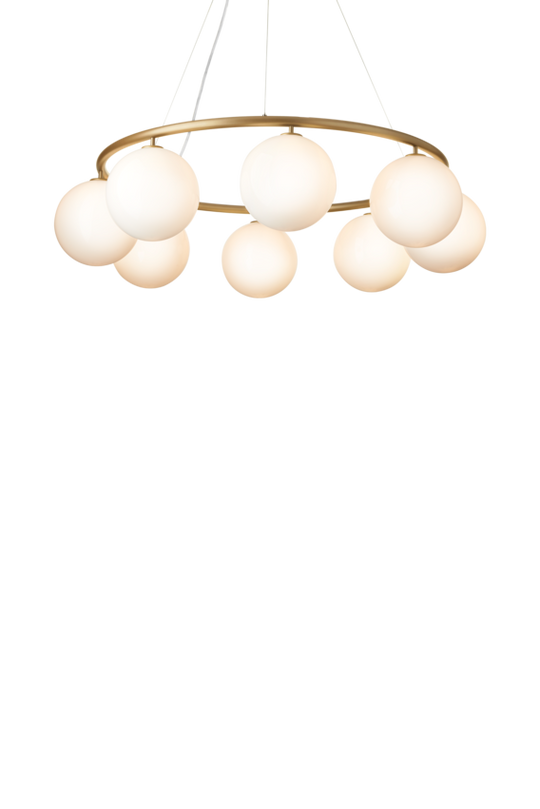 Miira 8 Circular chandelier, brass / opal • NUURA