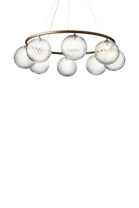 Miira 8 Circular chandelier, dark bronze / optic clear • NUURA