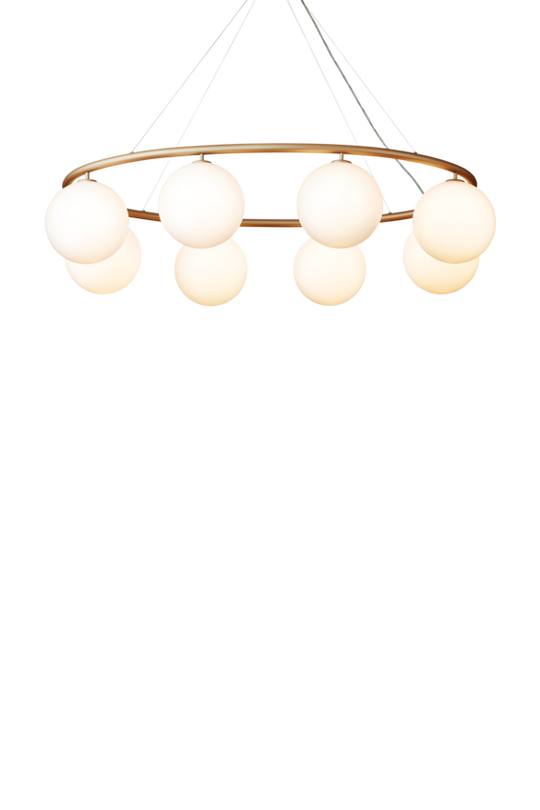 Miira 8 Oval chandelier, brass / opal • NUURA