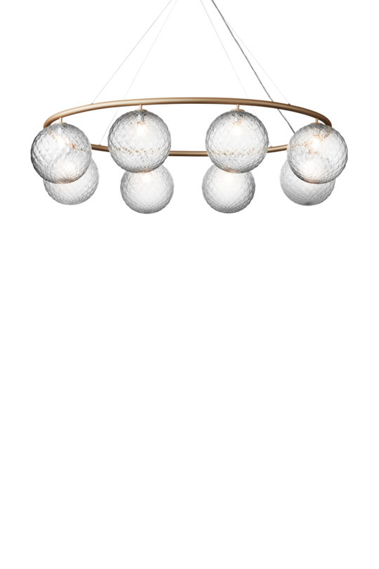 Miira 8 Oval chandelier, brass / optic clear • NUURA
