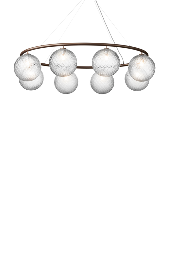 Miira 8 Oval chandelier, dark bronze / optic clear • NUURA
