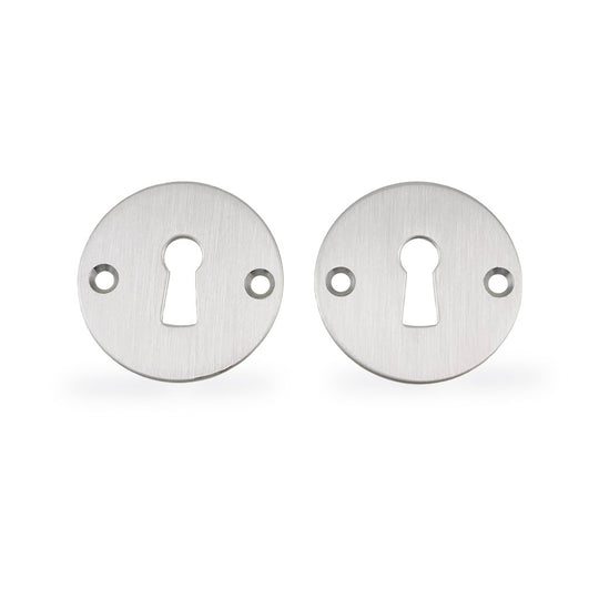 Traditional keyhole escutcheon in brushed stainless steel, 38 mm centres, for AJ handles