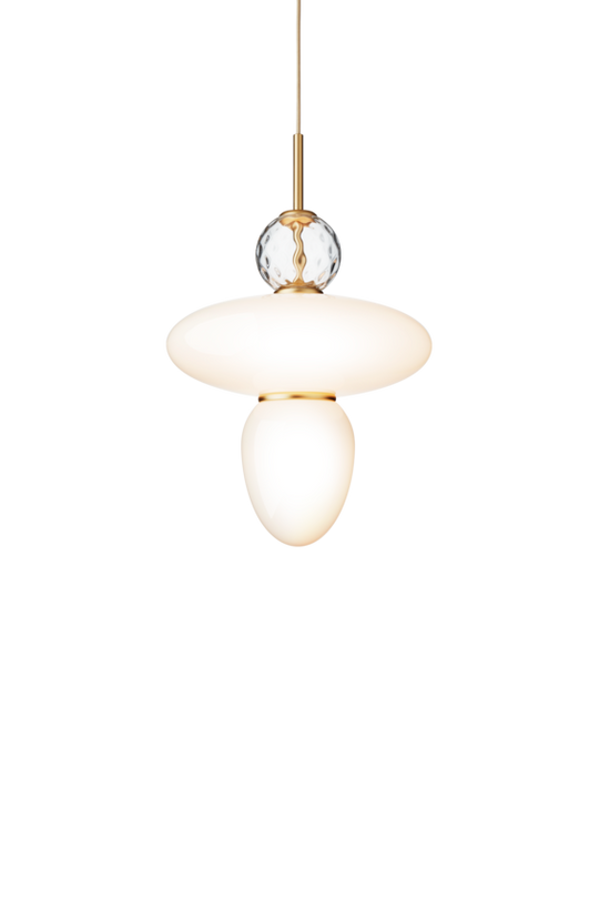 Rizzatto 43 pendant light, satin brass / opal • NUURA
