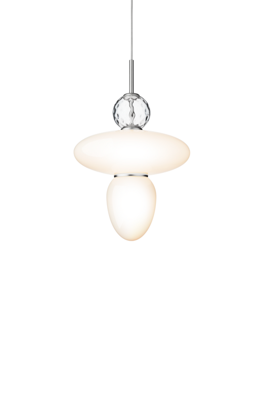 Rizzatto 43 pendant light, satin silver / opal • NUURA