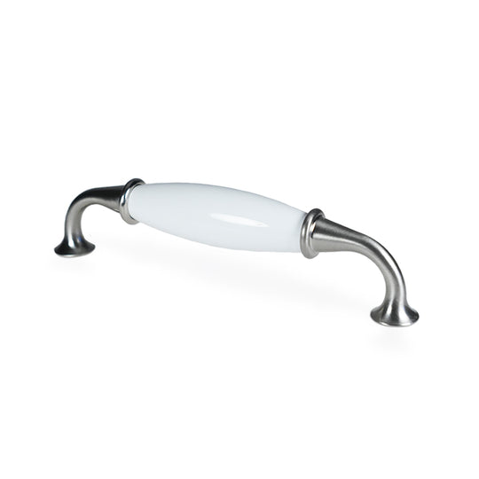 Tisvildeleje white porcelain kitchen handle, stainless steel-look feet