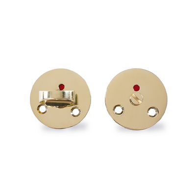 Arne Jacobsen bathroom thumbturn with red/white indicator, polished brass
