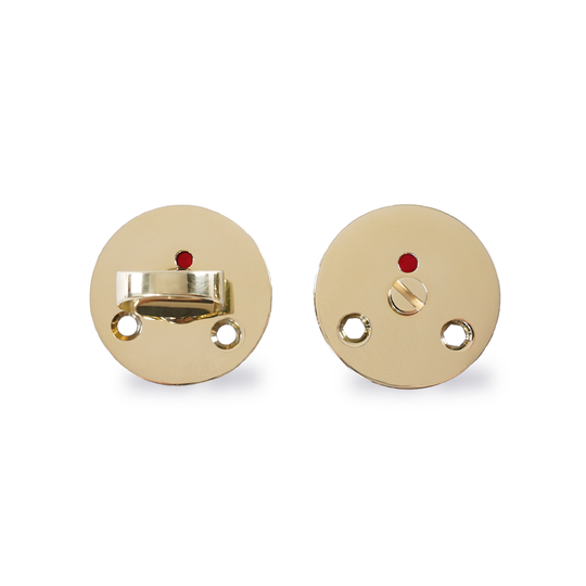 Arne Jacobsen bathroom thumbturn with red/white indicator, polished brass