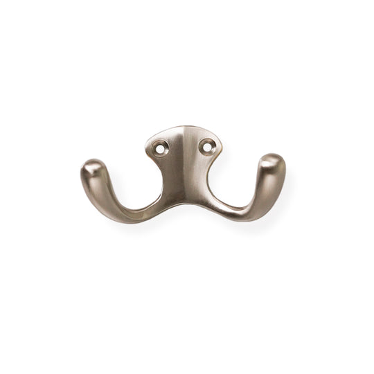 Ystad double coat hook, satin nickel, 40 mm